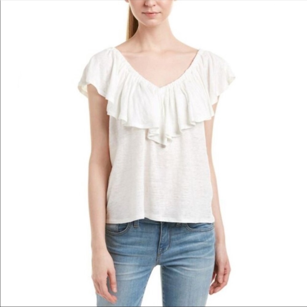 Rebecca Taylor S Ruffle linen tee